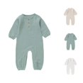 thumbnail image 1 of Shachafan Baby Boys Long Sleeve Romper Jumpsuit Solid Color Soft Autumn Bodysuit Easter Clothes for Boy, 1 of 6