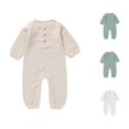 thumbnail image 1 of Shachafan Baby Boys Long Sleeve Romper Jumpsuit Solid Color Soft Autumn Bodysuit Easter Clothes for Boy, 1 of 6