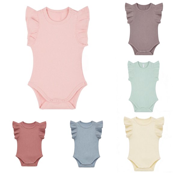 Shachafan Baby Girls Ribbed Knit Bodysuits Summer Tank Style Sleeveless Rompers Soft Stretchy Playwear Daddy Girl Baby Clothes
