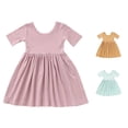 thumbnail image 1 of Shachafan Baby Girls Summer Short Sleeve Dress Viscose Toddler Soft Casual Flowy Tiered Girls Skirts, 1 of 5
