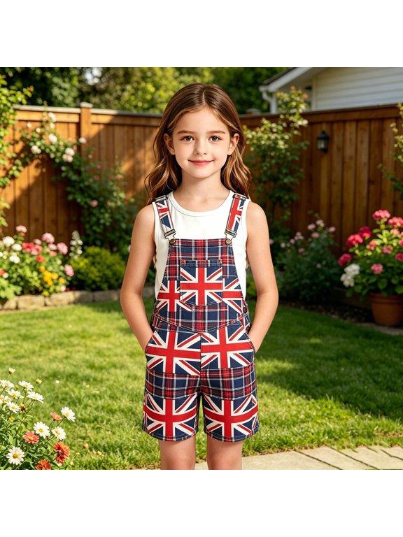 Boys' Casual Striped Plaid Overall Shorts For Kids – Classic British Denim Style Suspender Jumpsuit For Boys And Girls Yes Pants