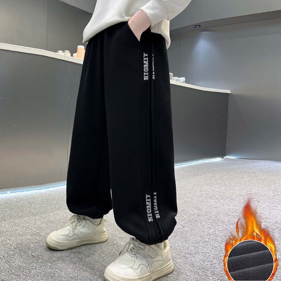 Shachafan Boys Jogger Pants For Winter Lined Athletic Sweatpants With Ankles Comfortable Casual Trousers For Boy Toddler Easter Outfit
