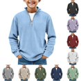 thumbnail image 1 of Shachafan Boys Long Sleeve Shirts Quarter Zip Pullover Sweater Casual Collared Tops Fall Ribbed Sweatshirts Fashion Clothing Youth T Shirt Boy, 1 of 7