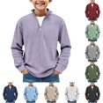 thumbnail image 1 of Shachafan Boys Long Sleeve Shirts Quarter Zip Pullover Sweater Casual Collared Tops Fall Ribbed Sweatshirts Fashion Clothing Youth T Shirt Boy, 1 of 5