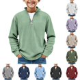 thumbnail image 1 of Shachafan Boys Long Sleeve Shirts Quarter Zip Pullover Sweater Casual Collared Tops Fall Ribbed Sweatshirts Fashion Clothing Youth T Shirt Boy, 1 of 7