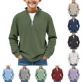 thumbnail image 1 of Shachafan Boys Long Sleeve Shirts Quarter Zip Pullover Sweater Casual Collared Tops Fall Ribbed Sweatshirts Fashion Clothing Youth T Shirt Boy, 1 of 7