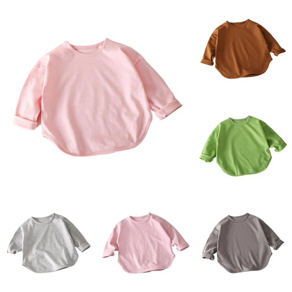 Shachafan Boys Long Sleeve With Stylish Hemline Autumn Kids Casual Shirt For Children Girls Basic Tee Comfortable Daily Wear Top Boys