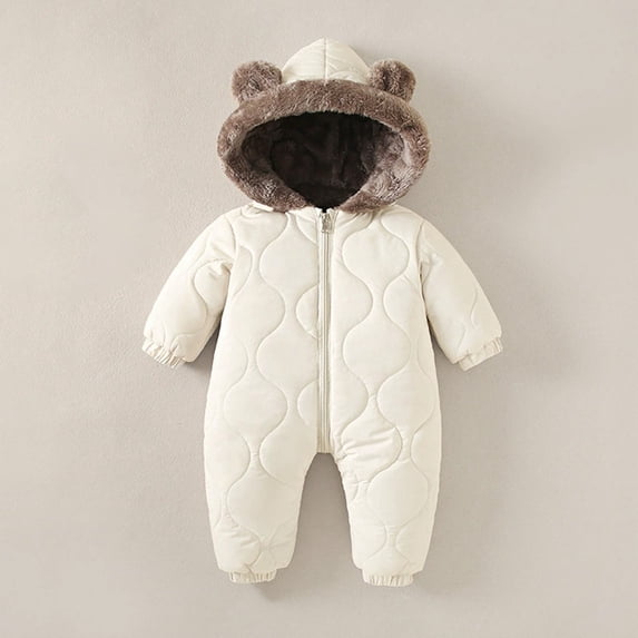 Shachafan Boys Winter Romper Jumpsuit With Ears Warm Lined Thickened Padded Outfit Snowsuit For Toddler 6 Month Baby Boy Clothes