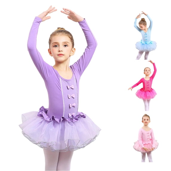 Shachafan Classical Ballet Practice Tutu Dress For Girls Dance Recital Performance Elegant Leotard Skirt Outfit For Ballerina Training Dress Long Sleeve