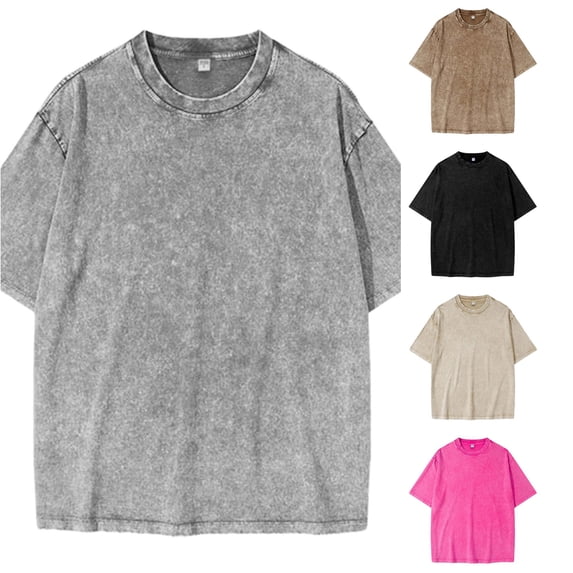 Shachafan Distressed Washed Style Basic Crewneck Tee Shirt For Boys Casual Everyday Wear Comfortable Blend Top Top Kid