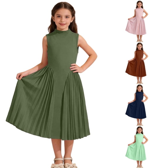 Shachafan Elegant Girls Long Dress With Pleated Skirt And Sleeveless Design For Summer Formal Occasions And Party Wear Youth Dress Shirt