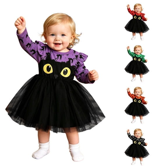 Shachafan Enchanting Kids Party Dress For Girls: Long Sleeve Cartoon ...