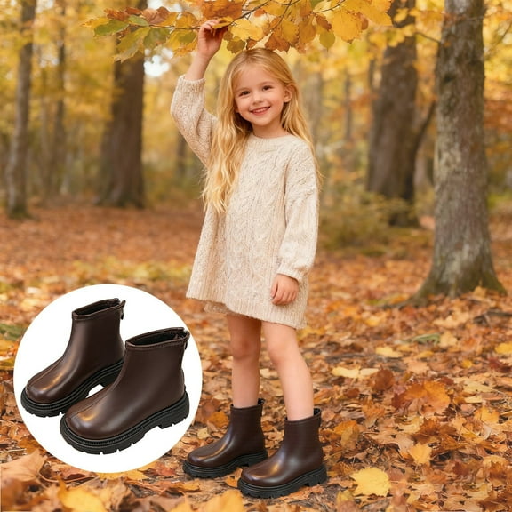 Shachafan Fashionable Girls Mid Calf Boots Comfortable Winter Footwear For Teen Youth Casual Wear Durable Leather Design Big Girl Dress Shoes Boots Kids