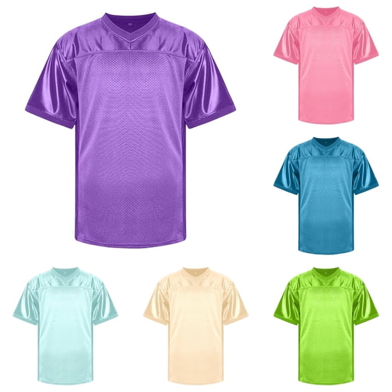 Shachafan Football Mesh Practice Athletic T Shirt Solid Color V Neck Short Sleeve Hop Sports T Shirt Tees for Men