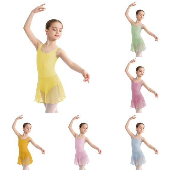 Shachafan Girls Ballet Dance Leotard With Tutu Skirt Strap Backless Romper For Practice Performance Recital Toddler Girl Summer Clothes