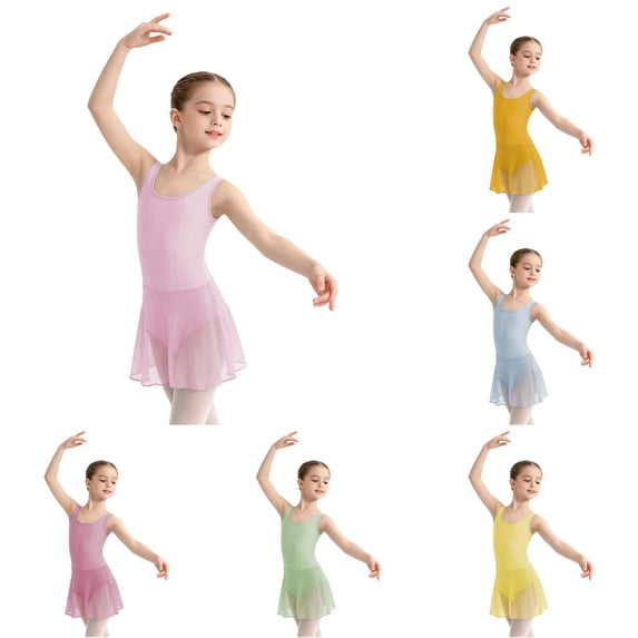 Shachafan Girls Ballet Dance Leotard With Tutu Skirt Strap Backless Romper For Practice Performance Recital Toddler Girl Summer Clothes