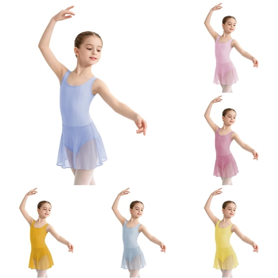 Shachafan Girls Ballet Dance Leotard With Tutu Skirt Strap Backless Romper For Practice Performance Recital Toddler Girl Summer Clothes