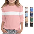 thumbnail image 1 of Shachafan Girls Long Sleeve Color Block Round Neck Tee Soft Comfortable Casual Top For Toddler And Kids Stylish Everyday Wear V Neck T Shirts Girls, 1 of 5