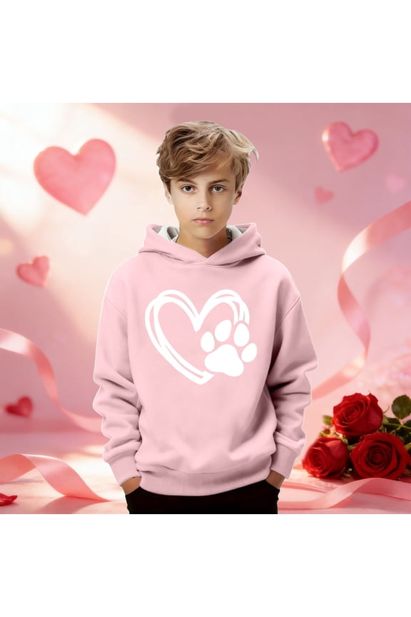 Girls Long Sleeve Hooded Sweatshirt With Cute Puppy And Heart Print Casual Pullover Jacket For Kids Hoodies for Boy Chicken Girls Dance Team Hoodie