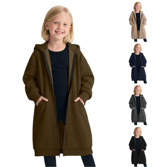 Shachafan Girls Long Sleeve Zip Up Hooded Jacket Outerwear Cozy Warm Pullover For Autumn Winter Youth Sweatshirts Boys