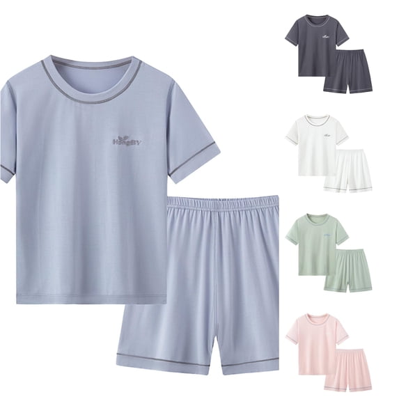 Shachafan Girls Outfits Set Soft Short Sleeve Pajama Set Comfortable Kids Loungewear For Daily Wear And Relaxation Kids Sweatpants Girls