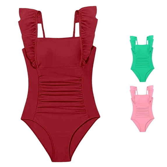 Shachafan Girls Piece Swimsuit With Ruffle And Pleated Design Comfortable Swimwear For Toddlers And Kids Kids Swim Suit with Shorts