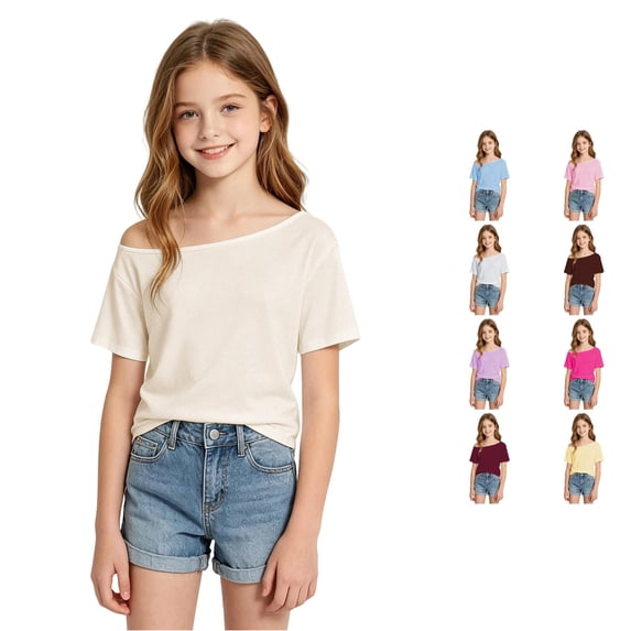 Shachafan Girls' Solid Color Slim Shoulder Tee For Kids Effortless Casual Top For Everyday Wear Lightweight Knit Breathable Easy Care Baby Girl Long Sleeve Shirts