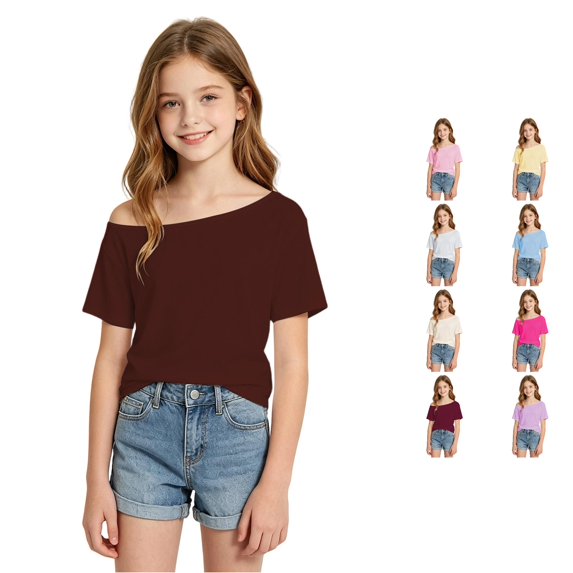 Shachafan Girls' Solid Color Slim Shoulder Tee For Kids Effortless Casual Top For Everyday Wear Lightweight Knit Breathable Easy Care Baby Girl Long Sleeve Shirts