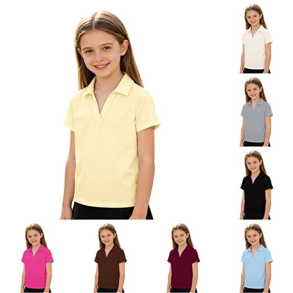 Shachafan Girls' Sporty Solid Color Top For Kids Breathable Girls Tee For Play And Everyday Wear Big Girls Outfits