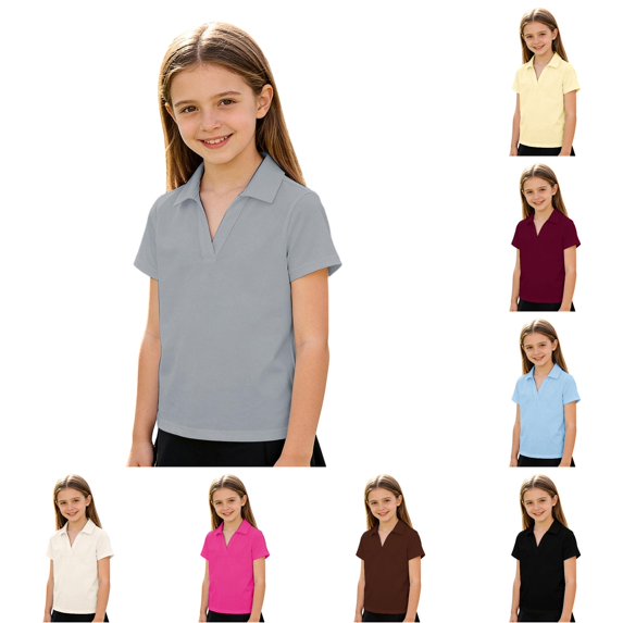 Shachafan Girls' Sporty Solid Color Top For Kids Breathable Girls Tee For Play And Everyday Wear Big Girls Outfits