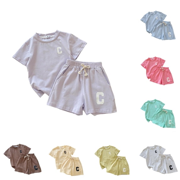 Shachafan Girls Summer Outfit Short Sleeve Tee And Shorts Two Piece Casual Playwear Comfortable Breathable Kids Female Baby Clothes