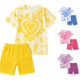thumbnail image 1 of Shachafan Girls Summer Outfits 2 Piece Short Sleeve Top And Shorts Casual Playwear Soft Comfortable Daily Wear Toddler Kids If for Girls Poem, 1 of 4