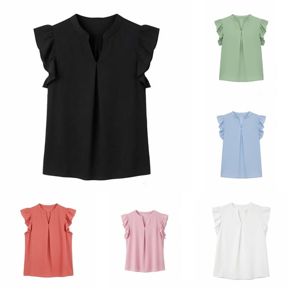 Shachafan Girls Summer Top With Collar And Ruffled Pure Color Casual Tee For Toddler And Kids Fashion Apparel T Shirt for Children Girl