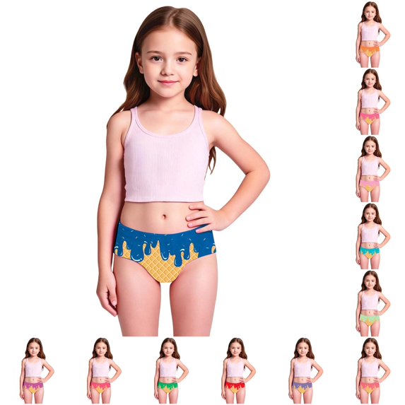 Shachafan Girls Swimwear Ice Print Swimsuit Kids Two Piece Bathing Sun Swim Trunks Rash Guard Beach Guards Toddlers
