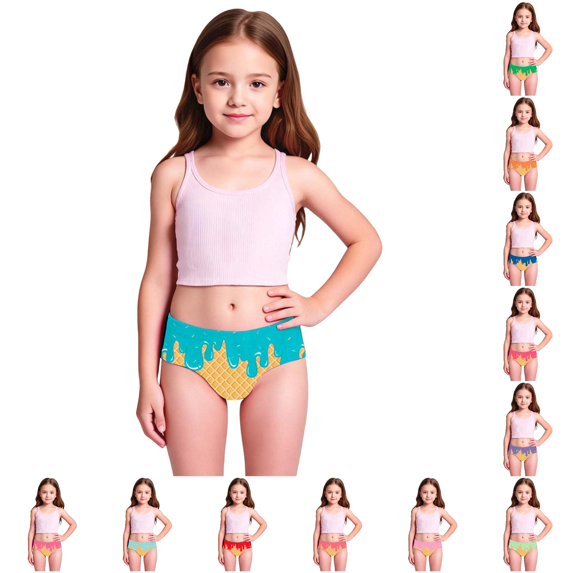 Shachafan Girls Swimwear Ice Print Swimsuit Kids Two Piece Bathing Sun Swim Trunks Rash Guard Beach Guards Toddlers