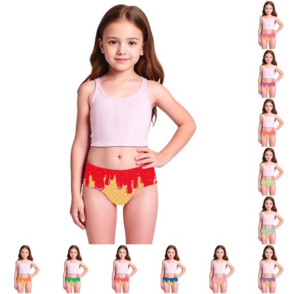 Shachafan Girls Swimwear Ice Print Swimsuit Kids Two Piece Bathing Sun Swim Trunks Rash Guard Beach Guards Toddlers