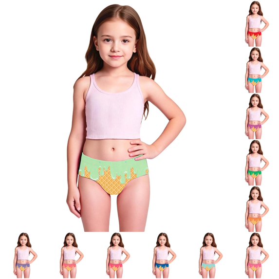 Shachafan Girls Swimwear Ice Print Swimsuit Kids Two Piece Bathing Sun Swim Trunks Rash Guard Beach Guards Toddlers