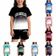 thumbnail image 1 of Shachafan Gradient Letter Print Summer Outfits For Kids Boys And Girls Casual Two Piece Home Baby, 1 of 5