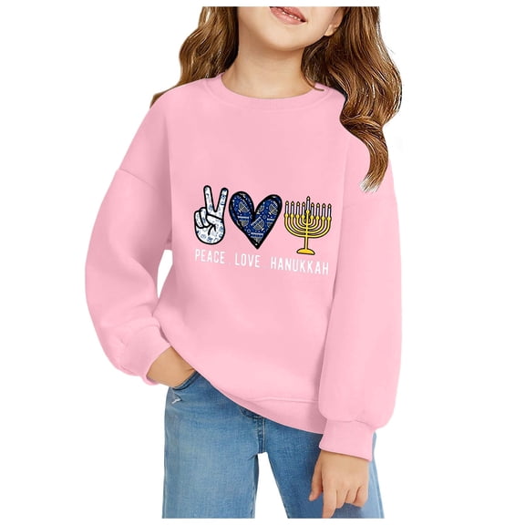 Shachafan Kids Hanukkah Menorah Print Warm Crewneck Sweatershirt Long Sleeve Sweater Zip Babies Sweaters Boy