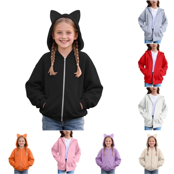 Shachafan Kids Zip Up Hoodie With Cat Ear Design For Girls – Casual Fashion Sweatshirt For Everyday Wear 4t Girl Sweater