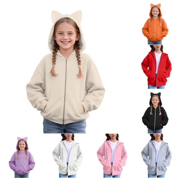 Shachafan Kids Zip Up Hoodie With Cat Ear Design For Girls – Casual Fashion Sweatshirt For Everyday Wear 4t Girl Sweater