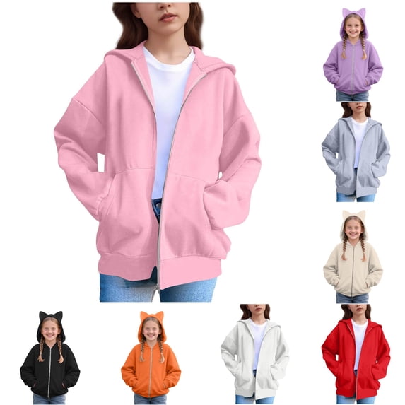 Shachafan Kids Zip Up Hoodie With Cat Ear Design For Girls – Casual Fashion Sweatshirt For Everyday Wear 4t Girl Sweater