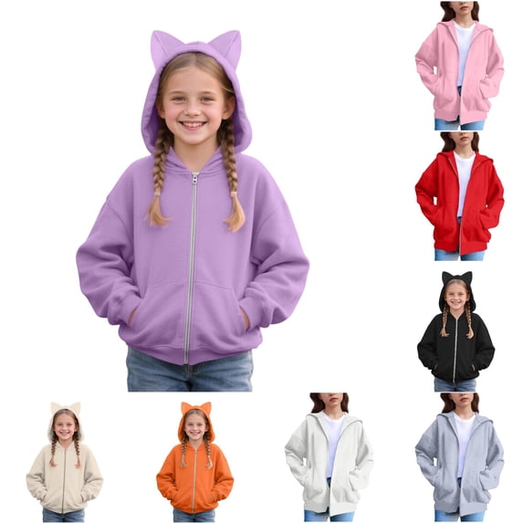 Shachafan Kids Zip Up Hoodie With Cat Ear Design For Girls – Casual Fashion Sweatshirt For Everyday Wear 4t Girl Sweater