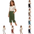 thumbnail image 1 of Shachafan Lightweight Girls Beach Casual Pants For And Summer Solid Color Capri Style Kids Trousers With Comfortable Fit And Easy Care Girls Pats, 1 of 7