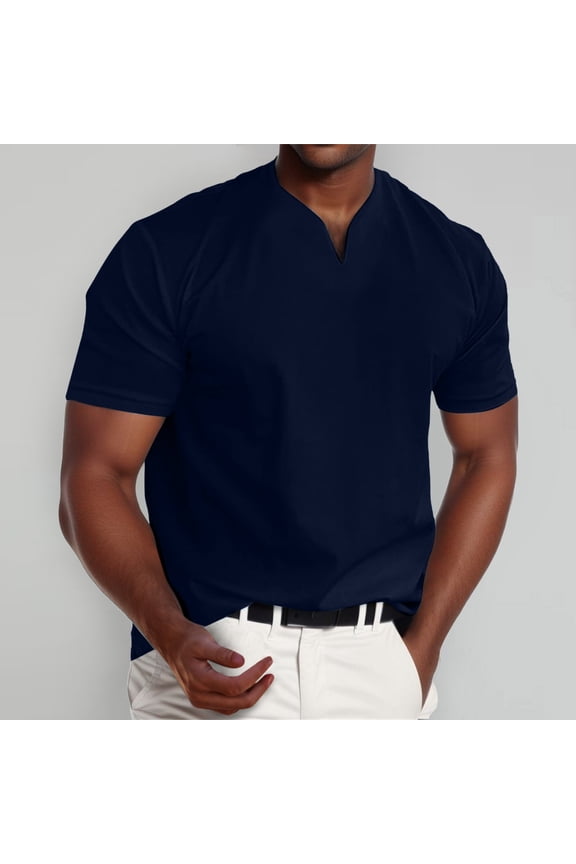 Men's Muscle V Neck Shirts Slim Fit Shirt Short Sleeve T Shirts Casual Tee Large Men Shirts
