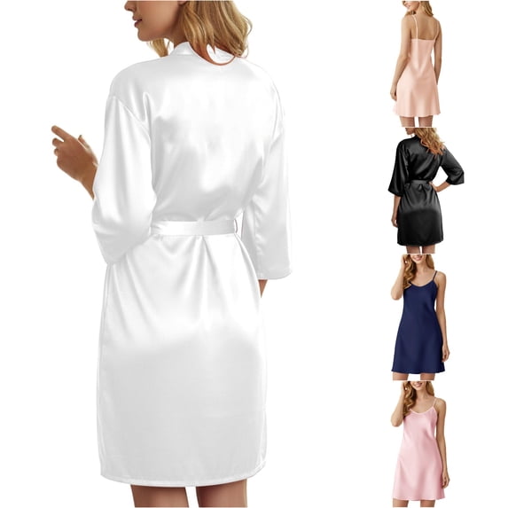 Shachafan Silk Strapless Nightgown And Robe Floor Length Robes for Women