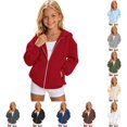 thumbnail image 1 of Shachafan Stylish Girls Hooded Zip Up Sweatshirt For Casual Everyday Wear Soft Lightweight Full Zip Hoodie With Front Pockets And Cozy Comfort Tween Girl Sweater, 1 of 5