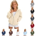 thumbnail image 1 of Shachafan Stylish Girls Hooded Zip Up Sweatshirt For Casual Everyday Wear Soft Lightweight Full Zip Hoodie With Front Pockets And Cozy Comfort Tween Girl Sweater, 1 of 5