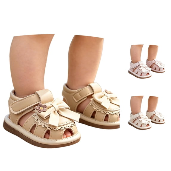 Shachafan Summer Baby Sandals For Toddlers Breathable Soft Sole With Bow Embroidered Design And Grip Toddler Boys Sandals Size 4