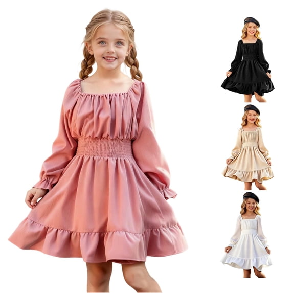 Shachafan Summer Girls Square Neck Flutter Sleeve Dress With Ruffle Elegant Flared A Line Long Gown For And Party Wear Dresses for Christmas Party